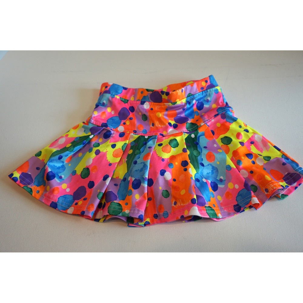 Azarhia Kids Multicolor Paint Splatter Athletic Skort Size 5 YXS